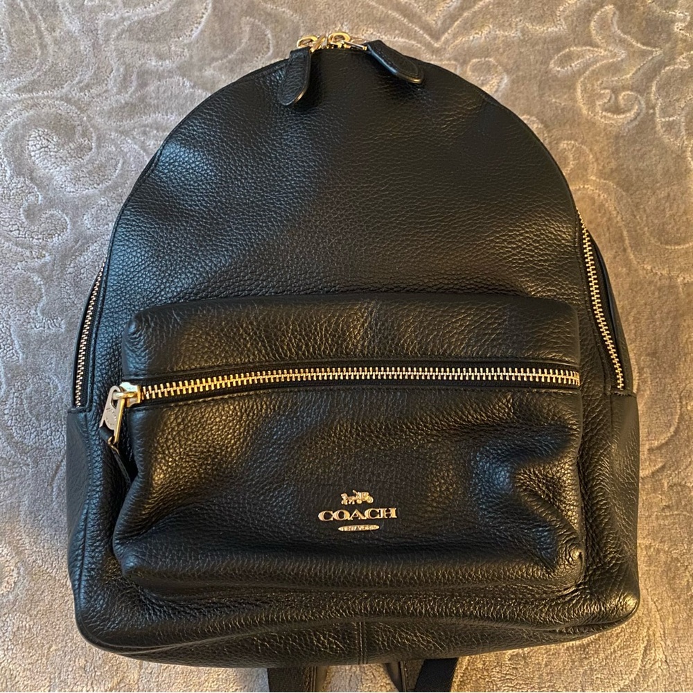 Coach Black Leather Backpack